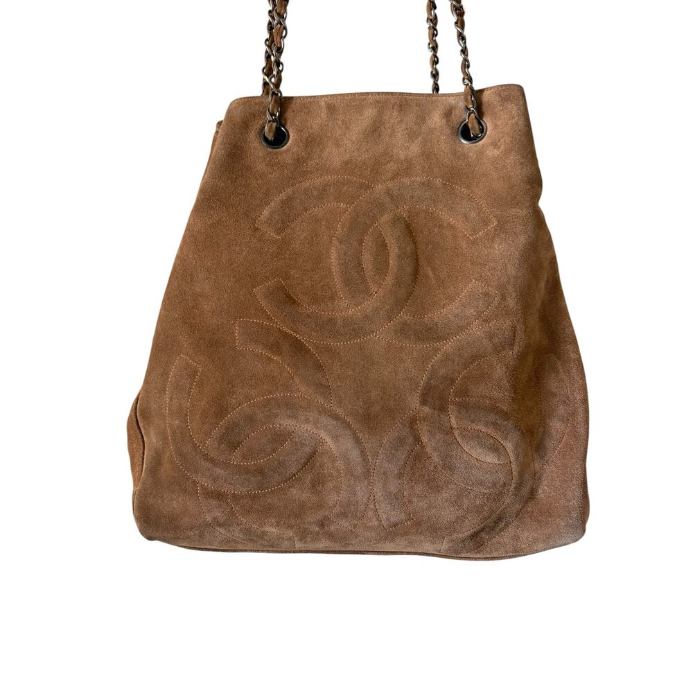 Chanel Vintage Brown Suede Shoulder Bag Tassel Chain Strap - Picture 4 of 14